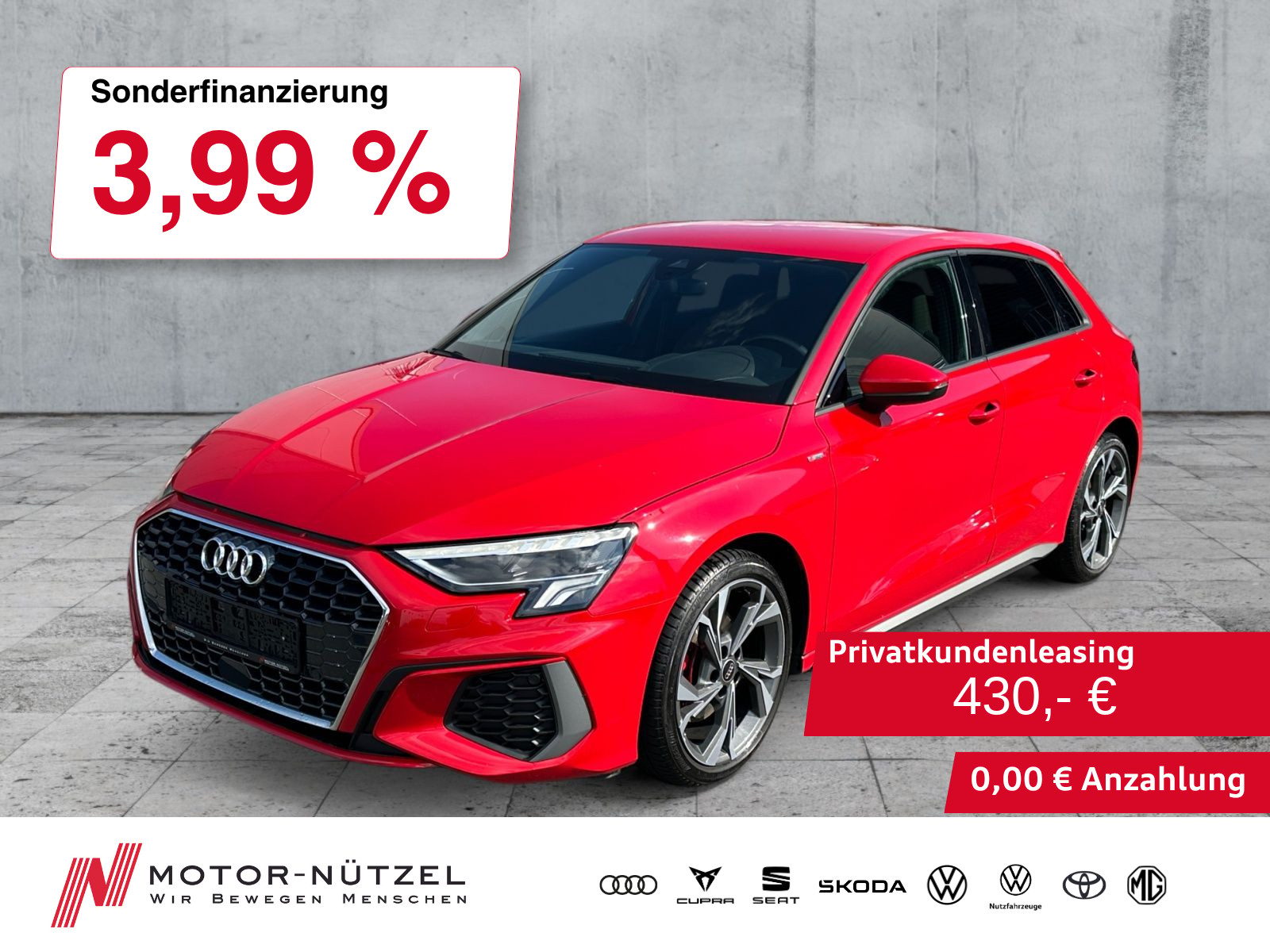 AUDI A3 Sportback 35 TDI S-TR S-LINE LED+PDC+GRA+SHZ