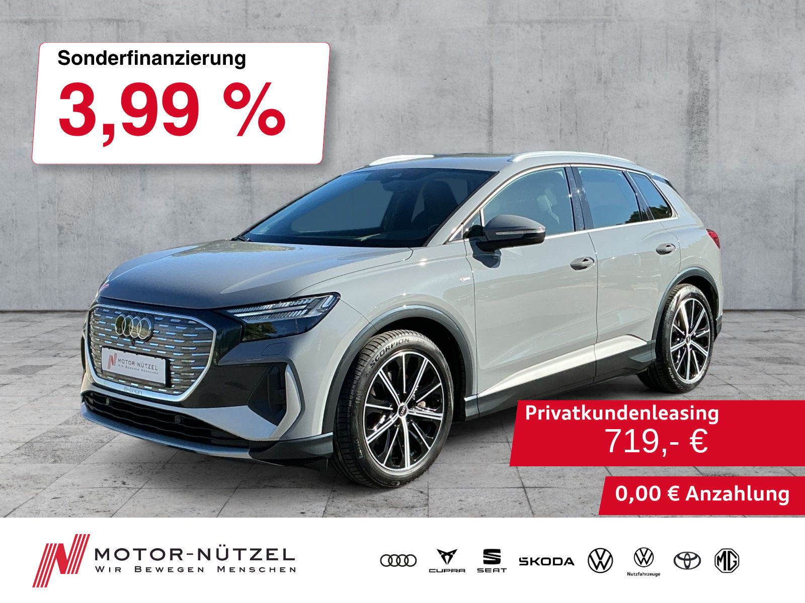 AUDI Q4 e-tron 40 S-LINE MATRIX+NAVI+HuD+RFK+ACC+20"
