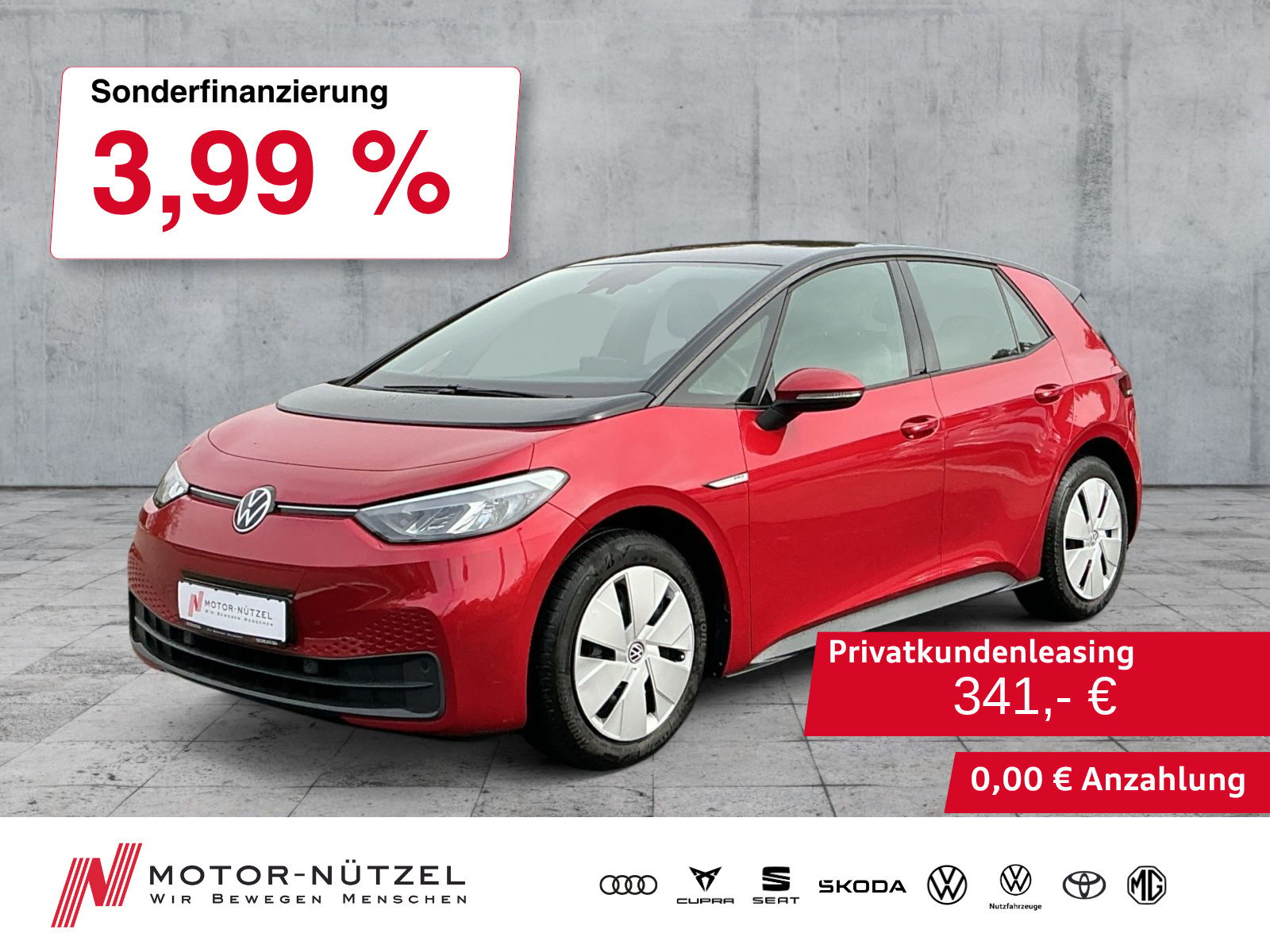 VW ID.3 107kW Pro LED+NAVI+APP+SHZ+GRA+DAB+PDC